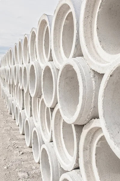 Concrete Drainage Pipes Industrial Building Construction — Stock Photo, Image