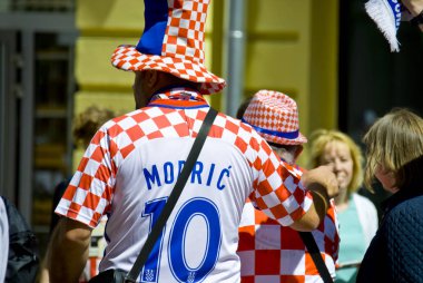 Nijniy Novgorod. Rusya. 21 Haziran 2018. FIFA-2018. Arjantin ve Hırvatistan üzerinden hayranlarına Nijniy Novgorod.