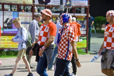 Nijniy Novgorod. Rusya. 21 Haziran 2018. FIFA-2018. Arjantin ve Hırvatistan üzerinden hayranlarına Nijniy Novgorod.