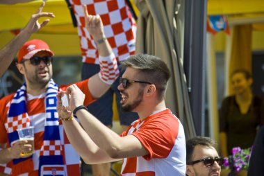 Nijniy Novgorod. Rusya. 21 Haziran 2018. FIFA-2018. Arjantin ve Hırvatistan üzerinden hayranlarına Nijniy Novgorod.