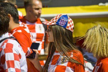 Nijniy Novgorod. Rusya. 21 Haziran 2018. FIFA-2018. Arjantin ve Hırvatistan üzerinden hayranlarına Nijniy Novgorod.