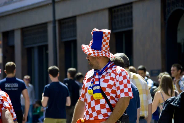 Nijniy Novgorod. Rusya. 21 Haziran 2018. FIFA-2018. Arjantin ve Hırvatistan üzerinden hayranlarına Nijniy Novgorod.