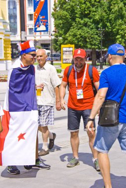 Nijniy Novgorod. Rusya. 24 Haziran 2018. FIFA-2018. Bir bayrak sarılı Panama fan