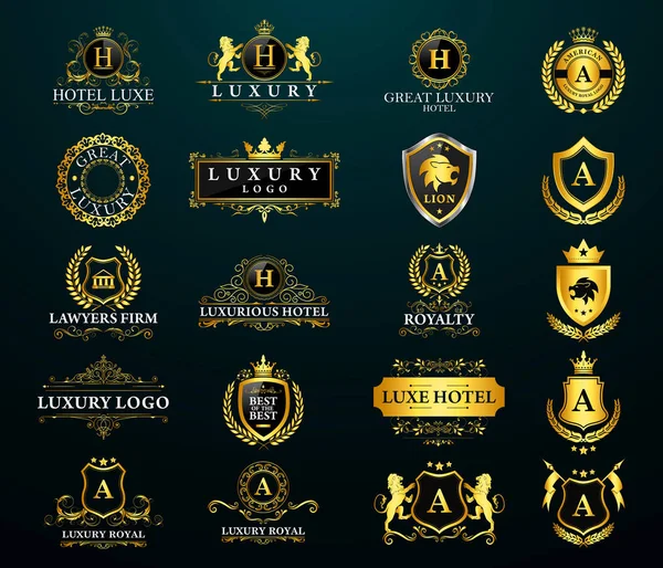 Świetny Zestaw Royal Eleganckim Logo Wektor Wzór — Wektor stockowy