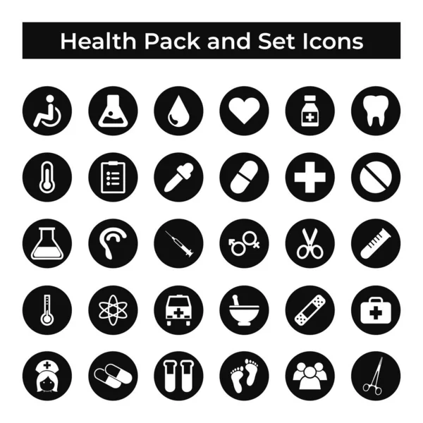 Conjunto Iconos Vectoriales Signos Símbolos Diseño Medicina Elementos Salud Pack — Vector de stock