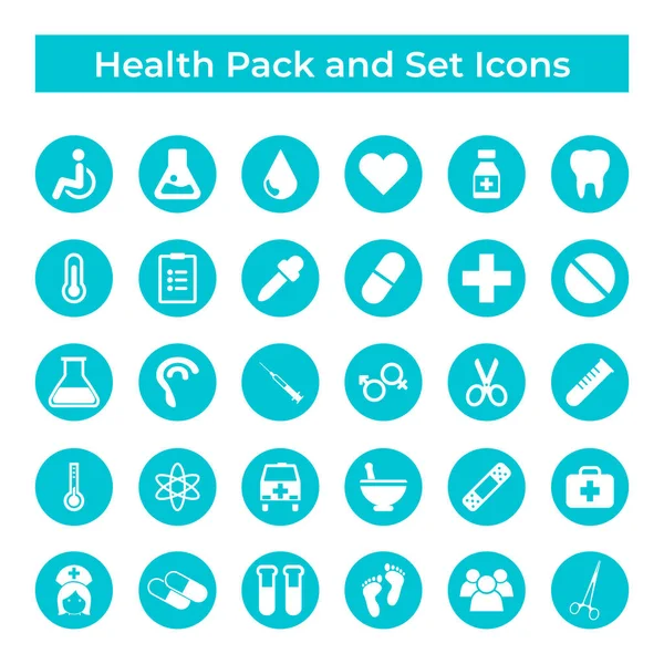 Set Vector Ícones Sinal Símbolos Design Medicina Elementos Saúde Pack — Vetor de Stock