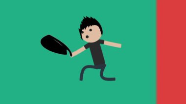 Erkek karakter animasyonu dans ediyor, kanat çırpıyor ve hayatın tadını çıkarıyor.