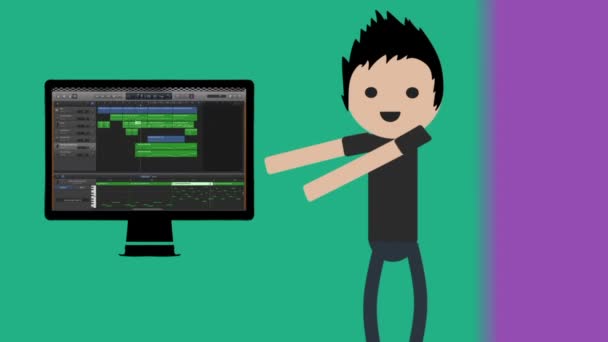 Theme Animation Studio Recording Acting Dancing Voice Computer Work Video — Stock Video