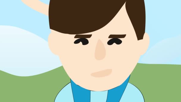 Familiensituation Animation Von Vater Sohn Und Hund Beim Spielen Park — Stockvideo