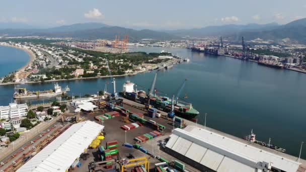 Vue Aérienne Terminal Conteneurs Pour Les Importations Les Exportations Mexique — Video