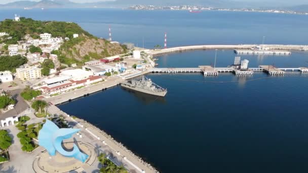 Baie Port Manzanillo Colima Mexique Une Ville Industrielle Importante Raison — Video