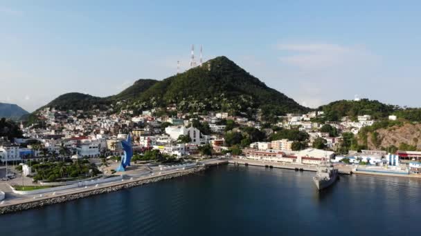 Zatoka Port Manzanillo Colima Meksyk Ważnym Miastem Przemysłowym Względu Transakcję — Wideo stockowe