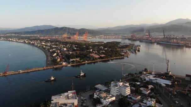 Bay Port Manzanillo Colima Mexico Important Industrial City Due Transaction — Stock video