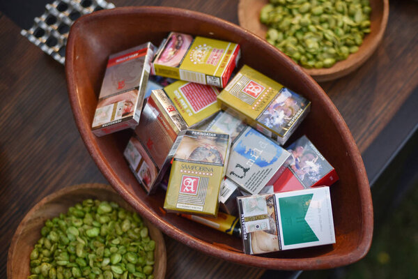 Ubud, Bali / Indonesia - January 14 2017: Some cigarette products from PT HM Sampoerna, Indonesia