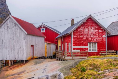 Norveç köyünün manzaralı şirin evleri