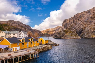 Norveç köyünün manzaralı şirin evleri