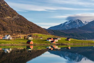 Norveç köyünün manzaralı şirin evleri
