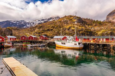 Norveç köyünün manzaralı şirin evleri