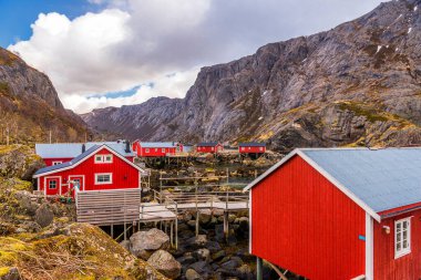 Norveç köyünün manzaralı şirin evleri