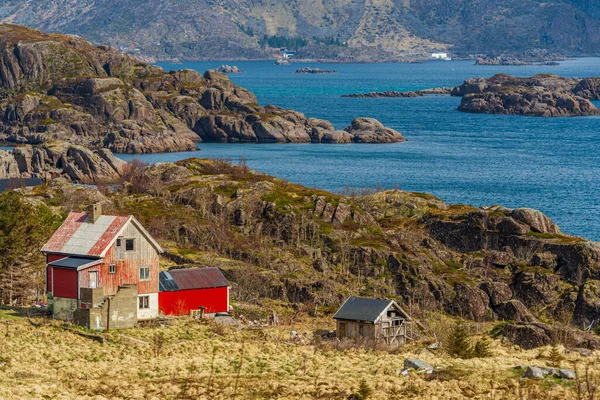 Landschappelijk Uitzicht Noorse Dorpshuizen — Stockfoto