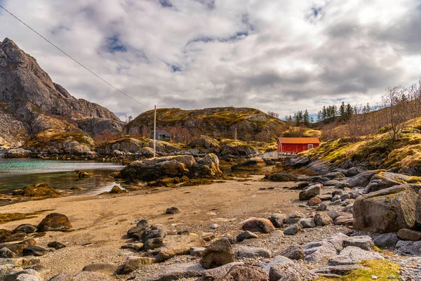Vista Panoramica Villaggio Norvegese Case Carine — Foto Stock