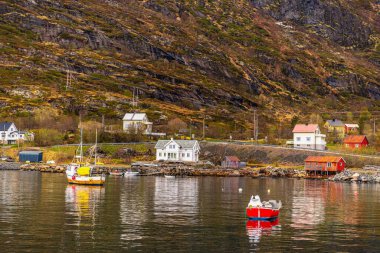 Norveç köyünün manzaralı şirin evleri