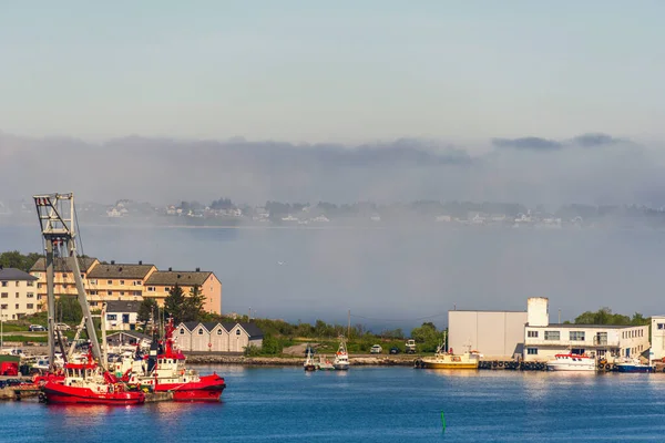 Ocean View Small City Houses Mist Smoke — Stock Photo, Image