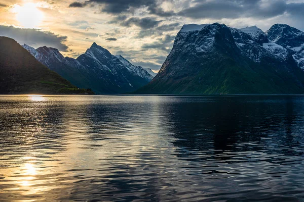 nature photography, sunset sky and lake with mountains