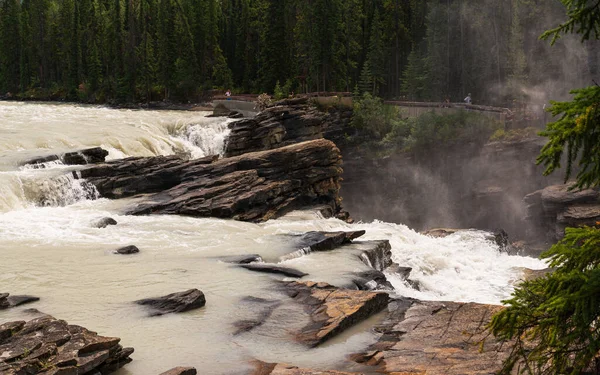 Beautiful Natural Scenery Athabaska Fall Alberta Canada — Stock Photo, Image