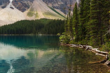 Banff Ulusal Parkı, Alberta, Kanada 'da zümrüt gölü ve manzaralı dağlarla güzel doğal manzara.