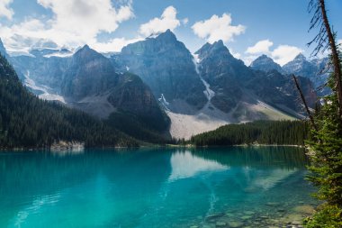 Dağları ve nehri olan görkemli manzara, alberta, Kanada