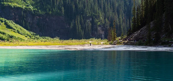 加拿大艾伯塔省班夫国家公园美丽的自然景观 翡翠湖和风景秀丽的山脉 — 图库照片