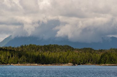 İngiltere 'nin Kolombiya, Kanada' da kıyı şeridi ve dağları olan güzel huzurlu doğa manzarası. 