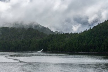 İngiltere 'nin Kolombiya, Kanada' da kıyı şeridi ve dağları olan güzel huzurlu doğa manzarası. 