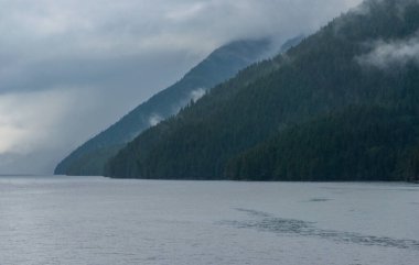 İngiltere 'nin Kolombiya, Kanada' da kıyı şeridi ve dağları olan güzel huzurlu doğa manzarası. 