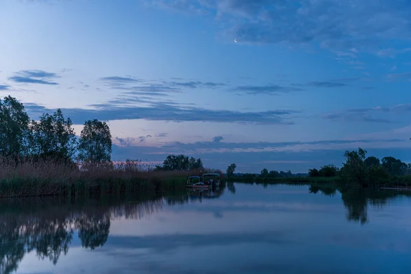 Gün Batımında Mincio Nehrinin Güzel Doğal Manzarası Lombardy Talya — Stok fotoğraf