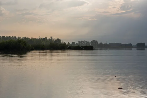 Hermoso Paisaje Mincio Río Por Mañana Lombardía Italia — Foto de Stock