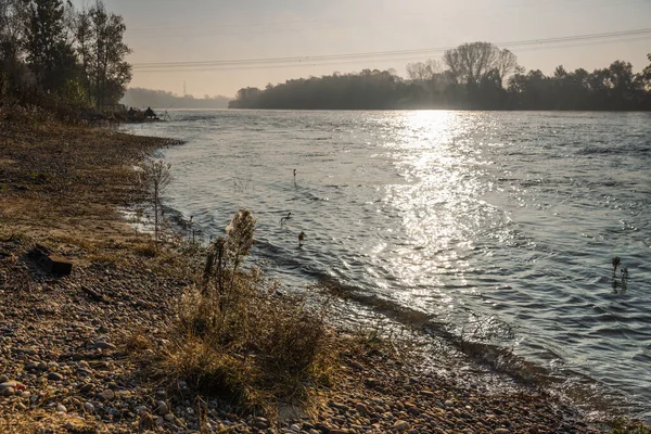 Scenic Sunrise Calm Water Lombardy Italy — Stock Photo, Image