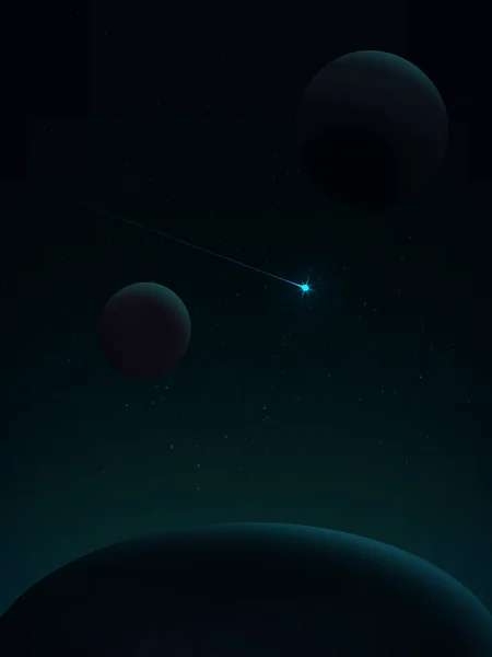 Kuyruklu Yıldız Uçan Yıldızlar Arasında Uzaydan Görüntüleyin Uzay Manzara Yeşil — Stok Vektör