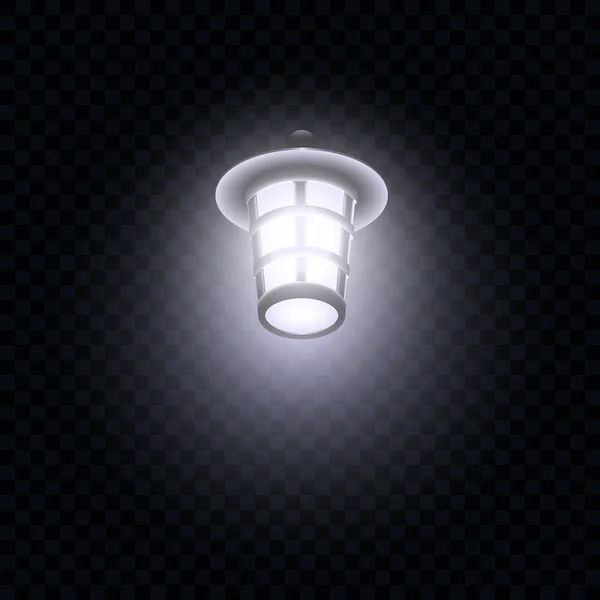 Lanterna incandescente vettoriale su sfondo scuro trasparente — Vettoriale Stock