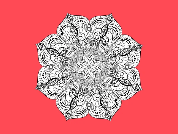 Adorno radial decorativo en forma de mandala — Vector de stock