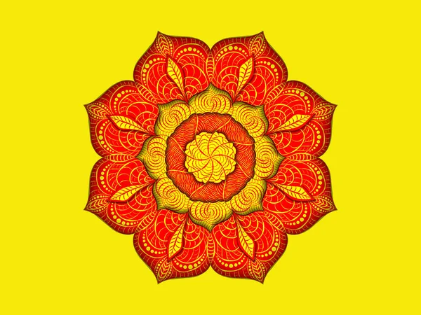 Adorno radial decorativo en forma de mandala — Vector de stock