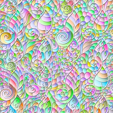 Stilize yaprakları ve spiral çocuk parlak Dikişsiz deseni