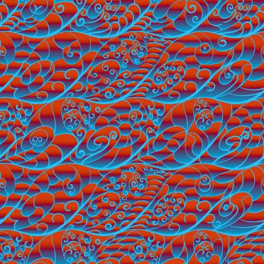Abstract seamless hypnotic pattern in warm-cool colors clipart