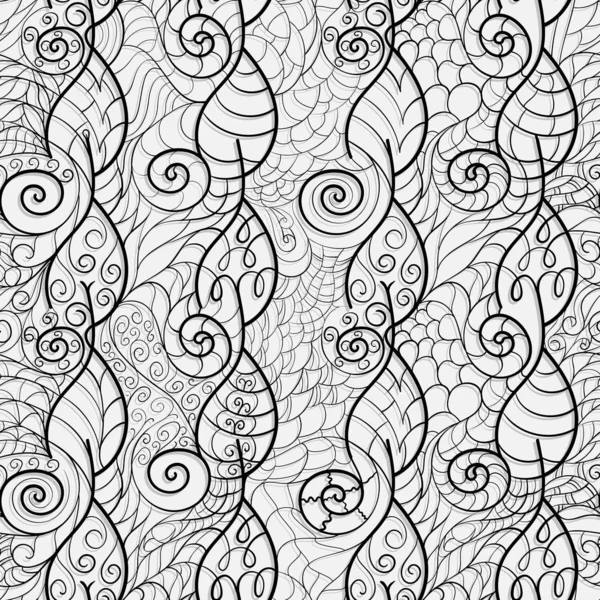 Patrón sin costura forjado de hojas estilizadas y espirales — Archivo Imágenes Vectoriales