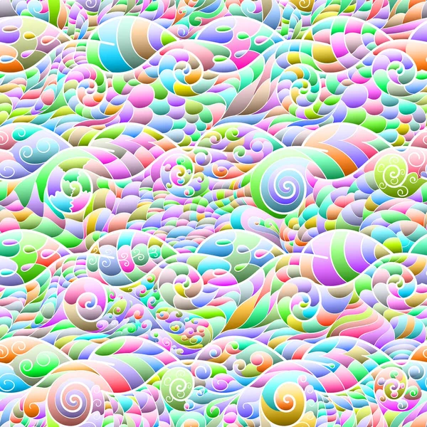 Stilize yaprakları ve spiral çocuk parlak Dikişsiz deseni