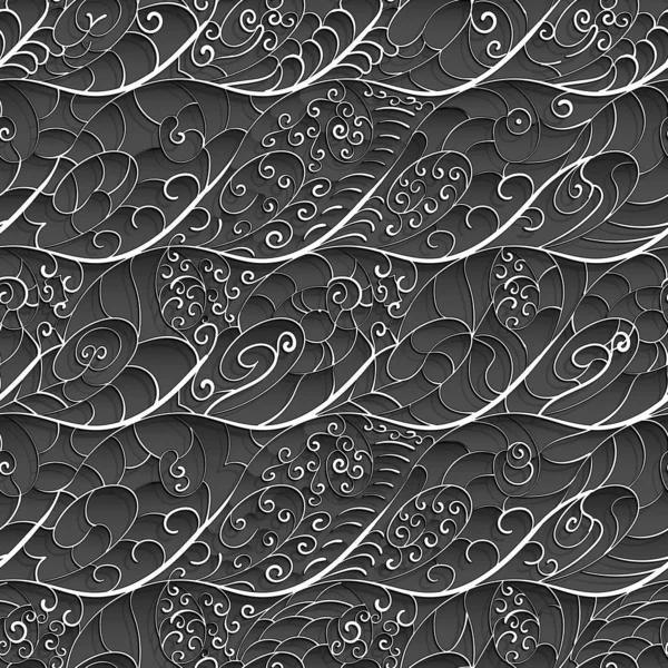 Patrón estilizado abstracto sin costuras de ondas marinas entrelazadas — Archivo Imágenes Vectoriales
