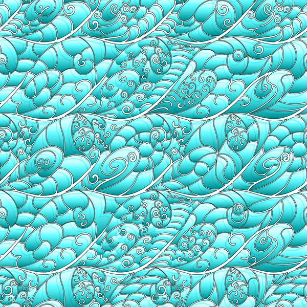 Patrón estilizado abstracto sin costuras de ondas marinas entrelazadas — Vector de stock