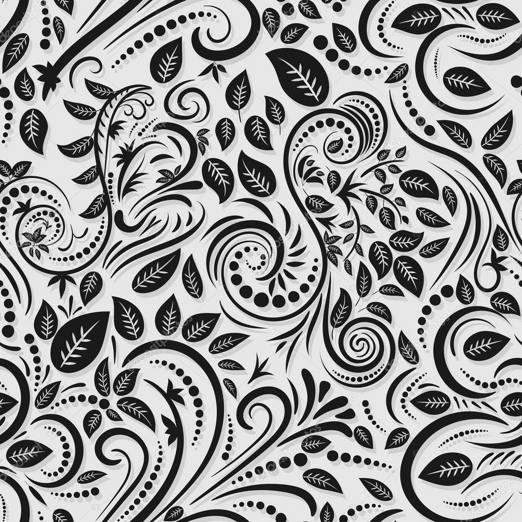 Abstract seamless pattern of intertwining floral ornaments