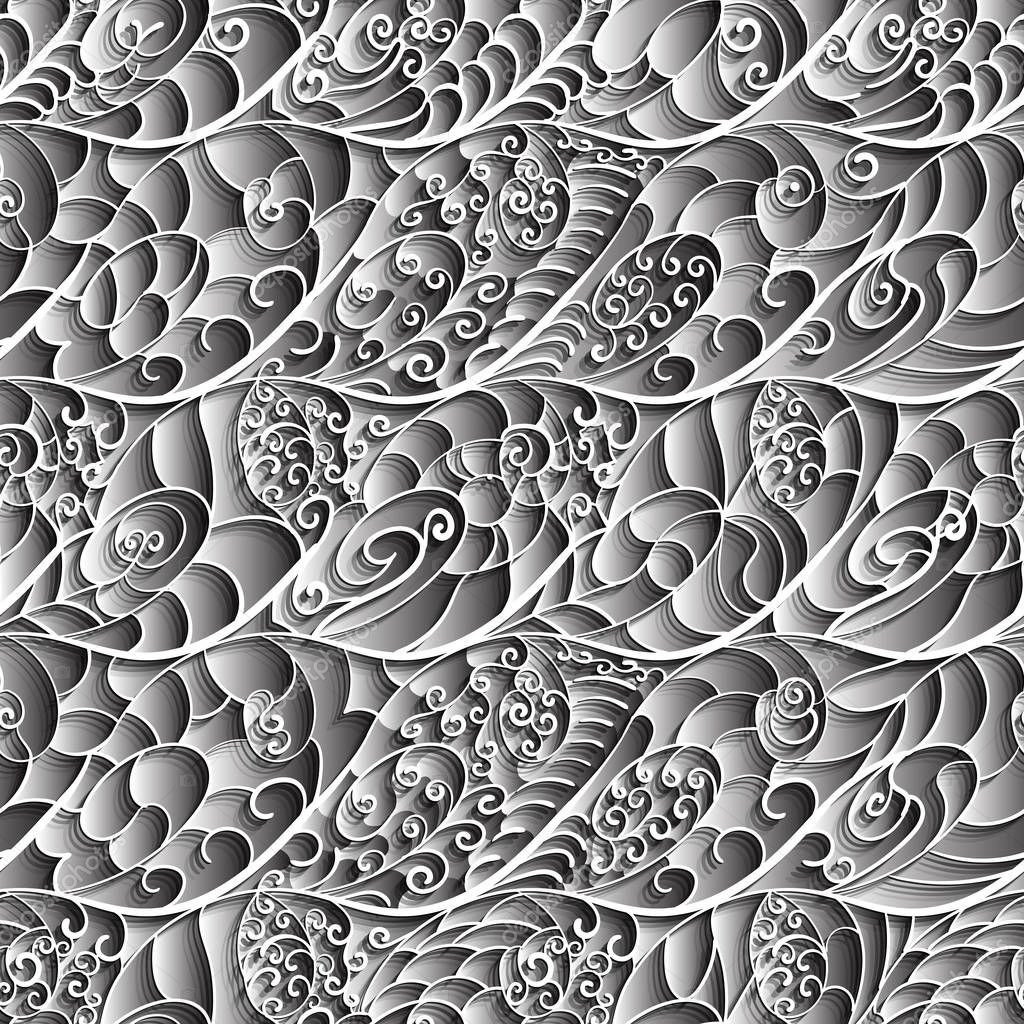Seamless abstract stylized pattern of intertwining sea waves